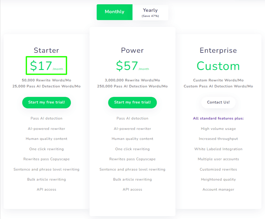 Word AI Pricing Plans