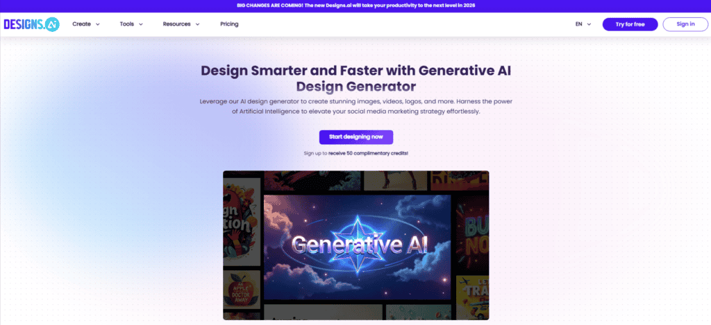 Designs AI Homepage