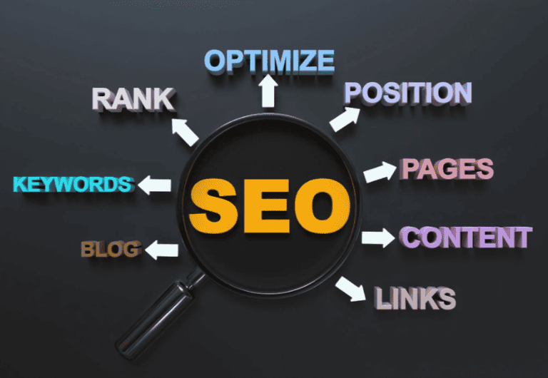 Keyword mapping elements on gray background