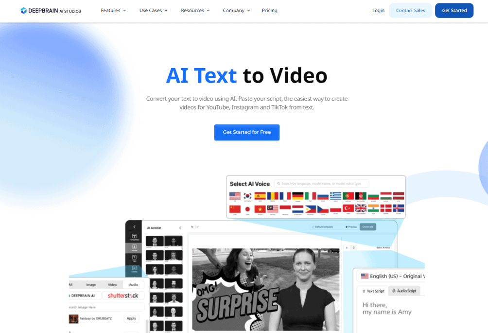 Deepbrain AI Homepage