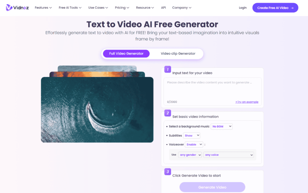 Vidnoz AI Homepage