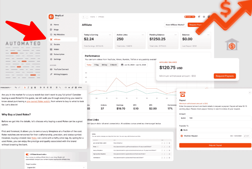 Blogify Affiliate Monetization Feature