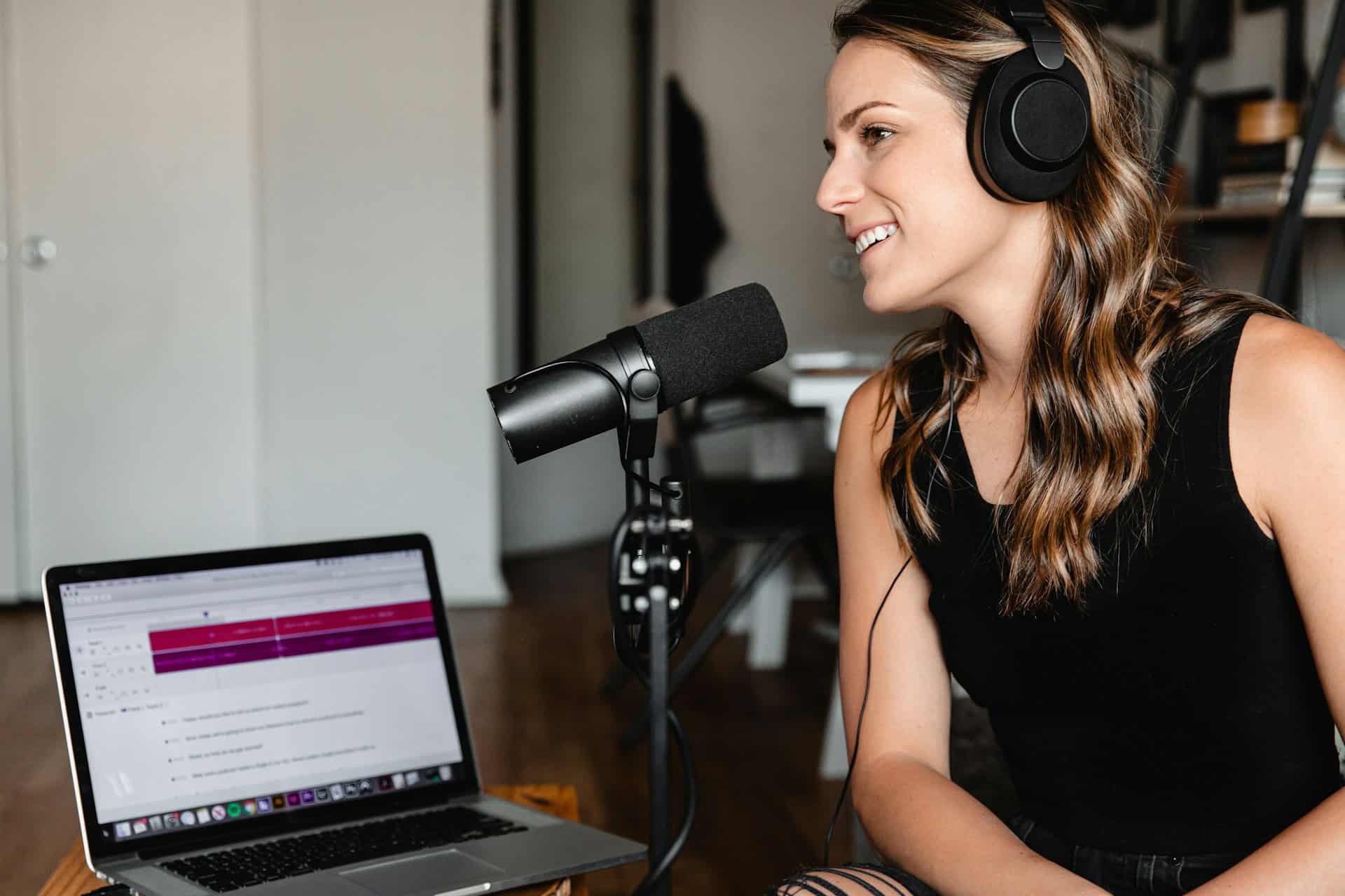 Podcaster interviewing a guest