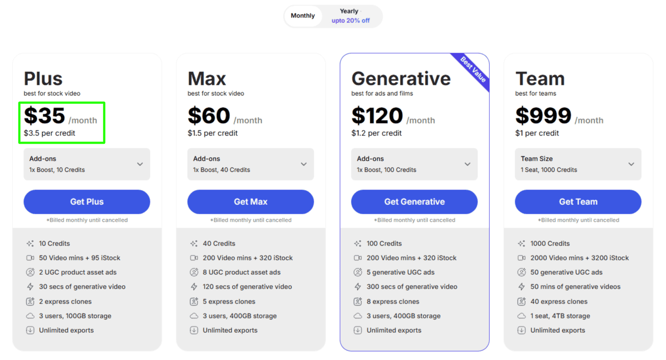 InVideo AI Pricing Plans