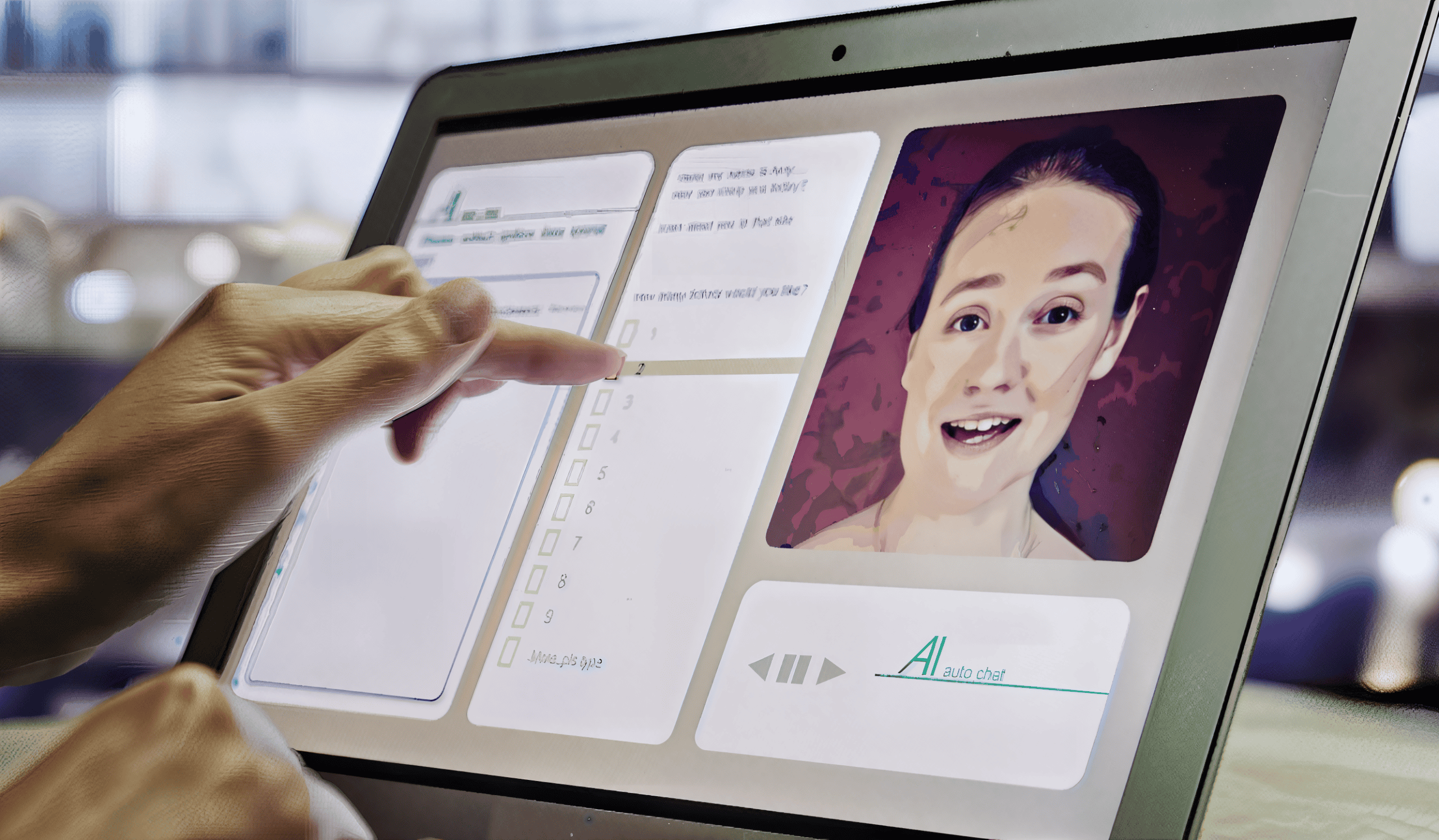 Woman creating an AI avatar on a laptop
